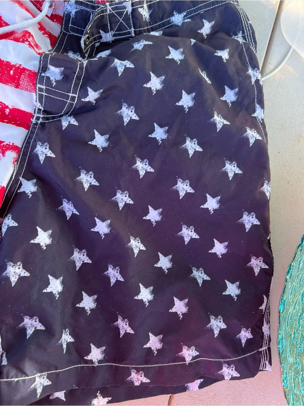 Men's American Flag Swim Trunks - Red & Navy